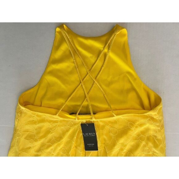 Lauren Ralph Lauren Womens Sz 4P Lemon Rind Eyelet Sleeveless Shift Dress $135 - Picture 10 of 11